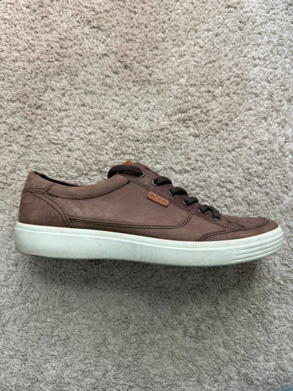 ECCO Soft 7 Nubuck Leather Sneakers Brown Men's EU 45 US 11 Shoes